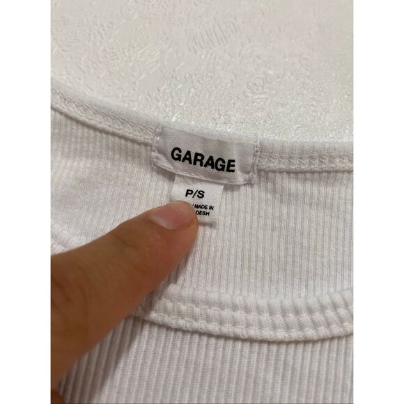 Garage Built To Ride Moto Graphic Ribbed Crop Tank Top White Size S - Picture 3 of 8